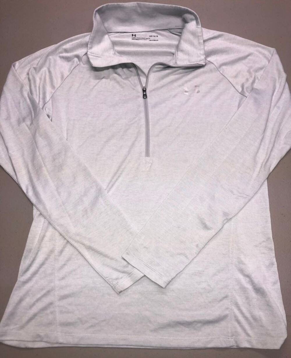 Under Armour Gray/White half zip Womens L